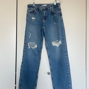 Zara Blue Distressed Boyfriend Jeans